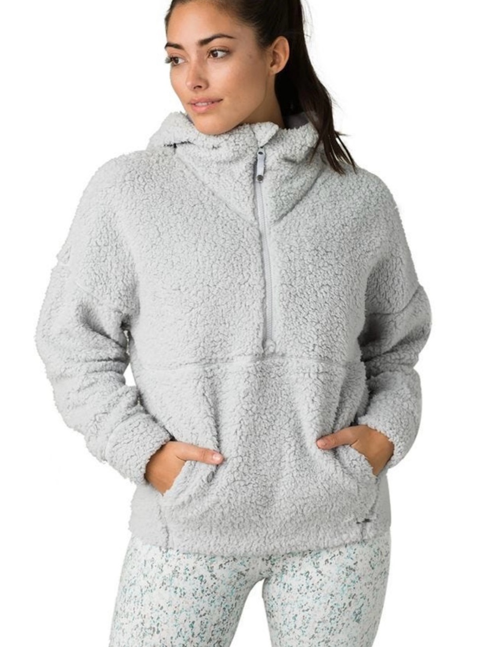 Prana Permafrost Women's
1/2 Zip Teddy Fleece Charcoal Grey Hoodie